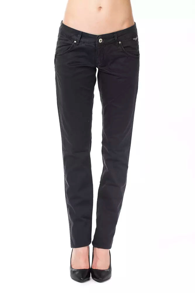 Ungaro Fever Dark Blue Women's Straight-Leg Cotton Trousers