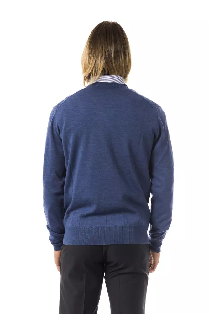 Uominitaliani Blauer Men's Merino Wool Sweater