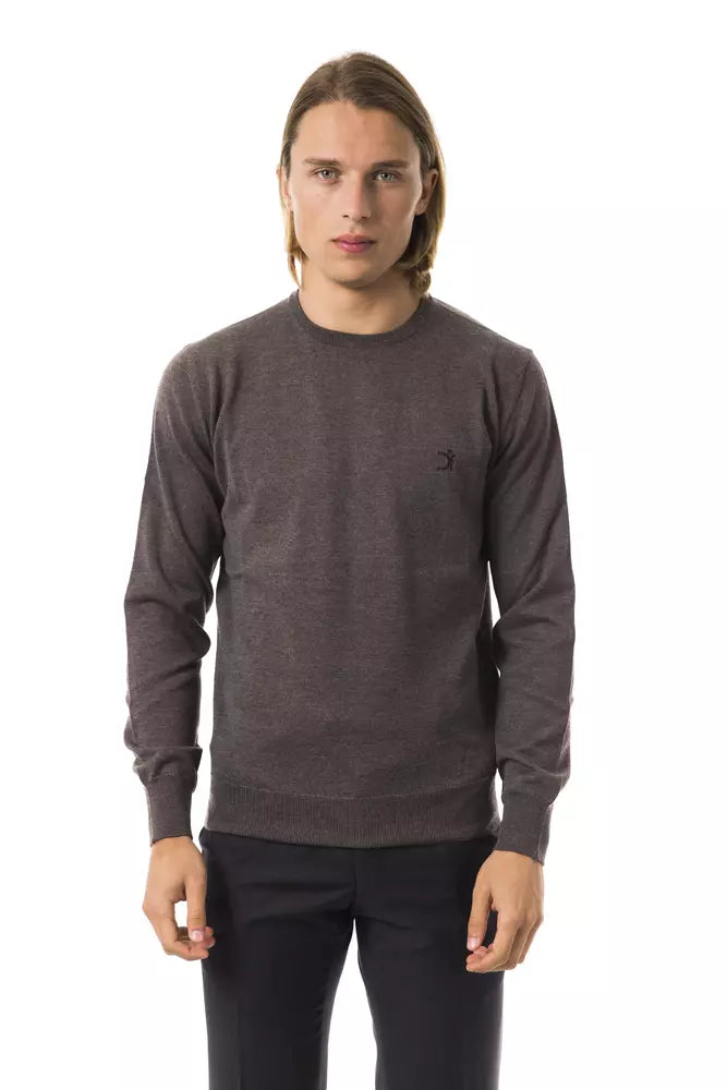 Uominitaliani Grey Men's Merino Wool Sweater