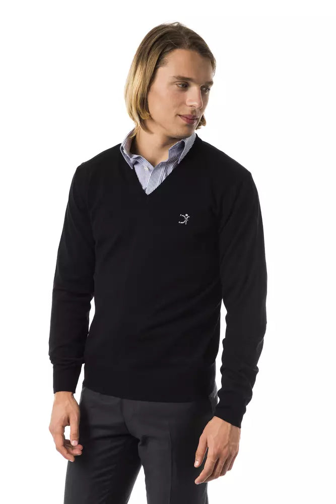 Uominitaliani Schwarzer Herren-Pullover aus Merinowolle