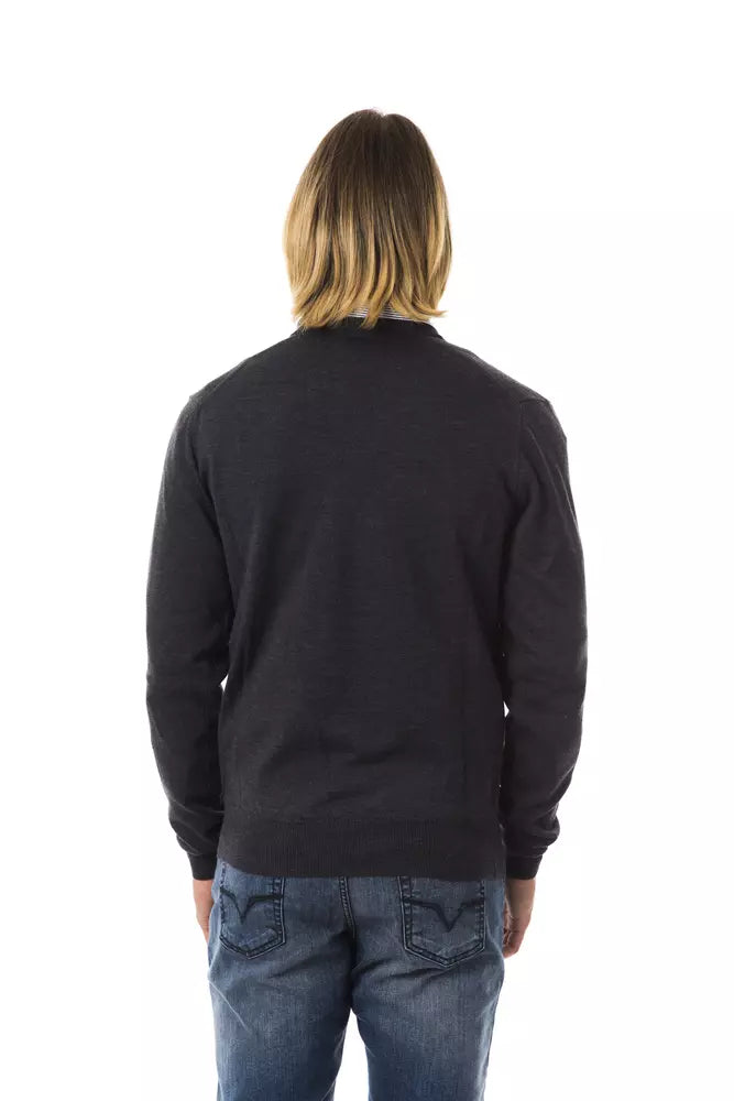 Uominitaliani Grey Men's Merino Wool Sweater