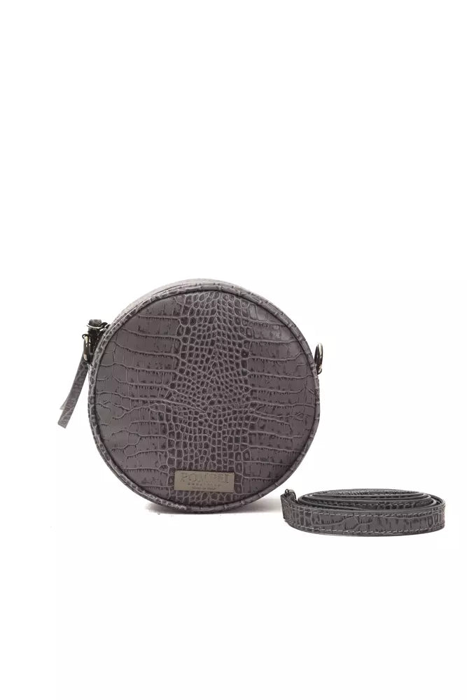 Pompei Donatella Graue Leder-Crossbody-Tasche für Damen