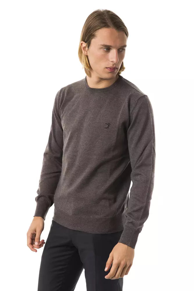 Uominitaliani Grey Men's Merino Wool Sweater