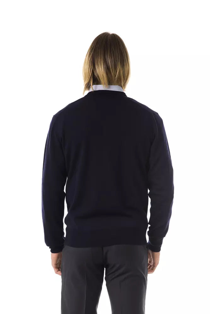 Uominitaliani Blauer Merinowoll-Pullover für Herren