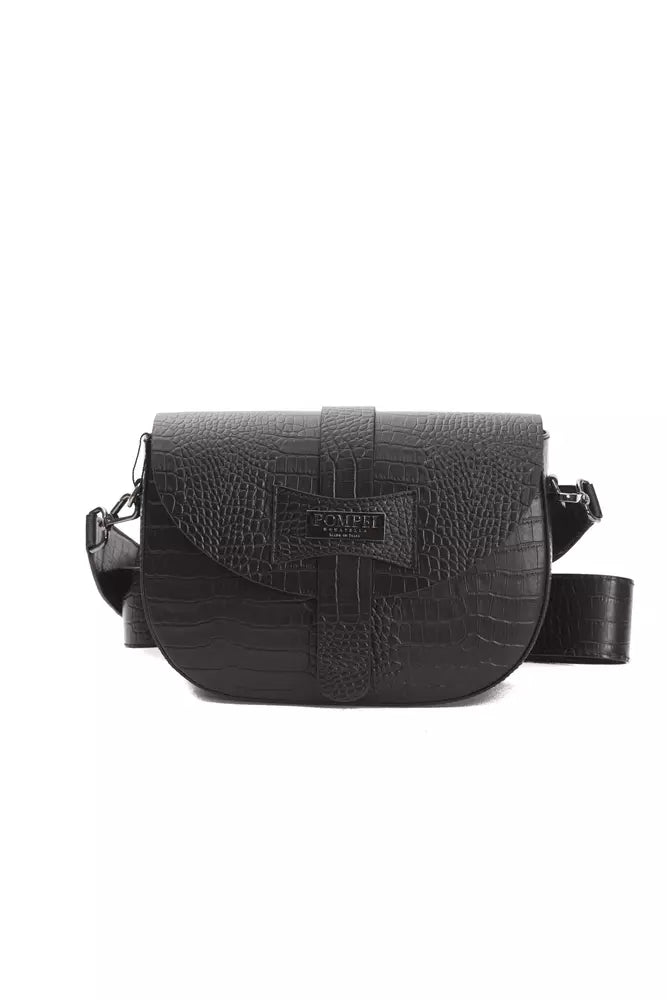 Pompei Donatella Women's Black Leather Shoulder Bag