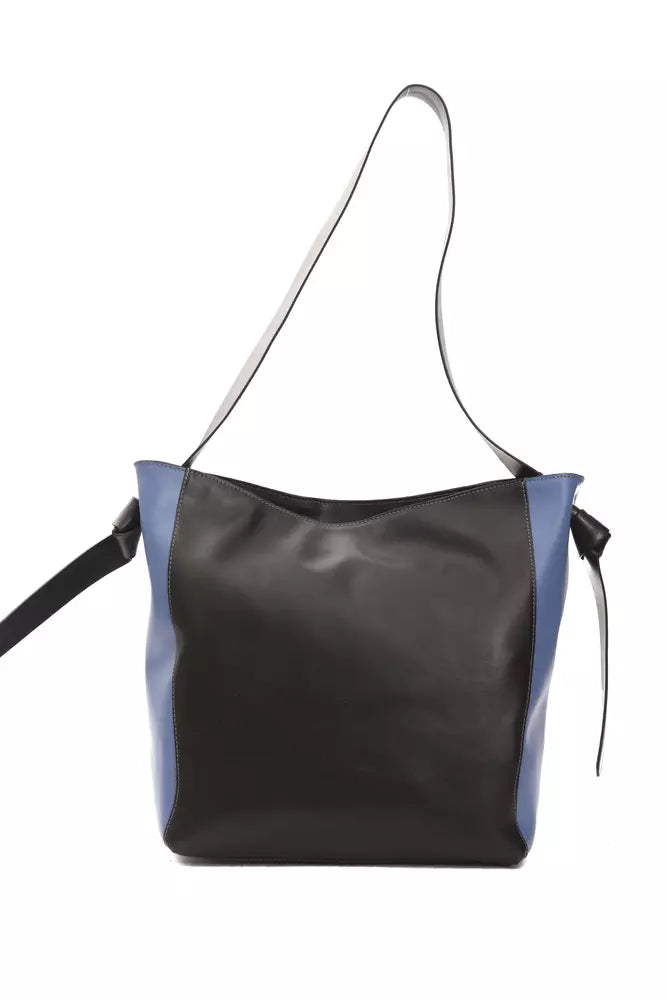 Pompei Donatella Schwarze Leder-Umhängetasche für Damen