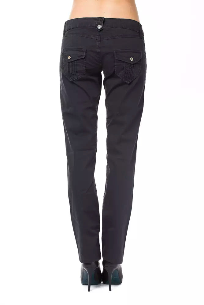 Ungaro Fever Dark Blue Women's Straight-Leg Cotton Trousers