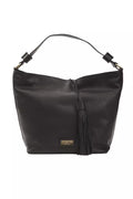Pompei Donatella Schwarze Leder-Umhängetasche für Damen