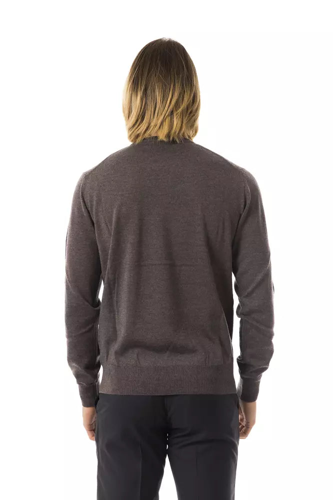 Uominitaliani Grey Men's Merino Wool Sweater