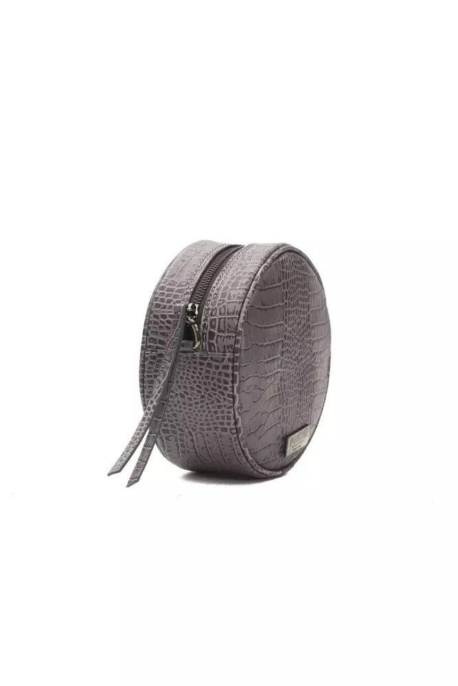 Pompei Donatella Graue Leder-Crossbody-Tasche für Damen