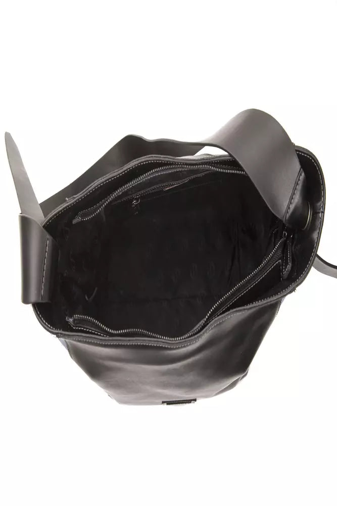 Pompei Donatella Schwarze Leder-Umhängetasche für Damen
