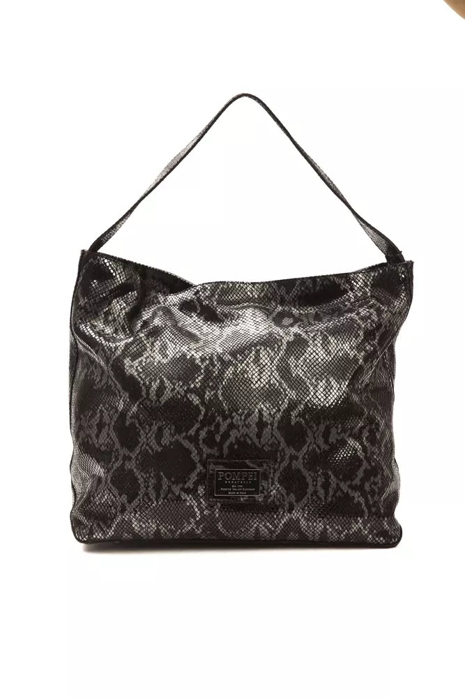 Pompei Donatella Grey-White Women's Leather Shoulder Bag