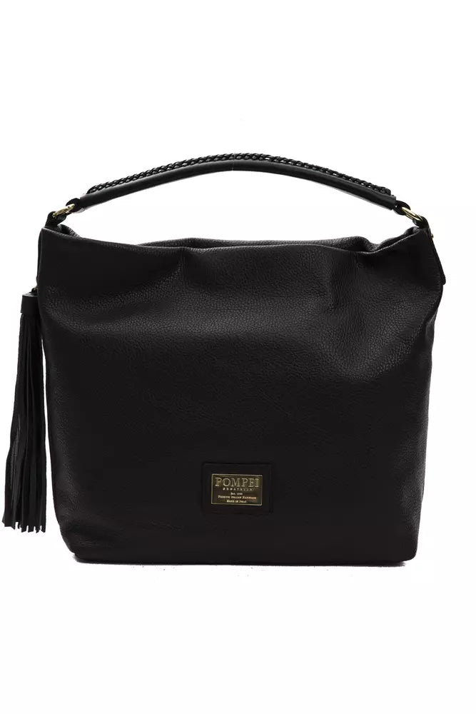 Pompei Donatella Schwarze Clutch aus Rindsleder