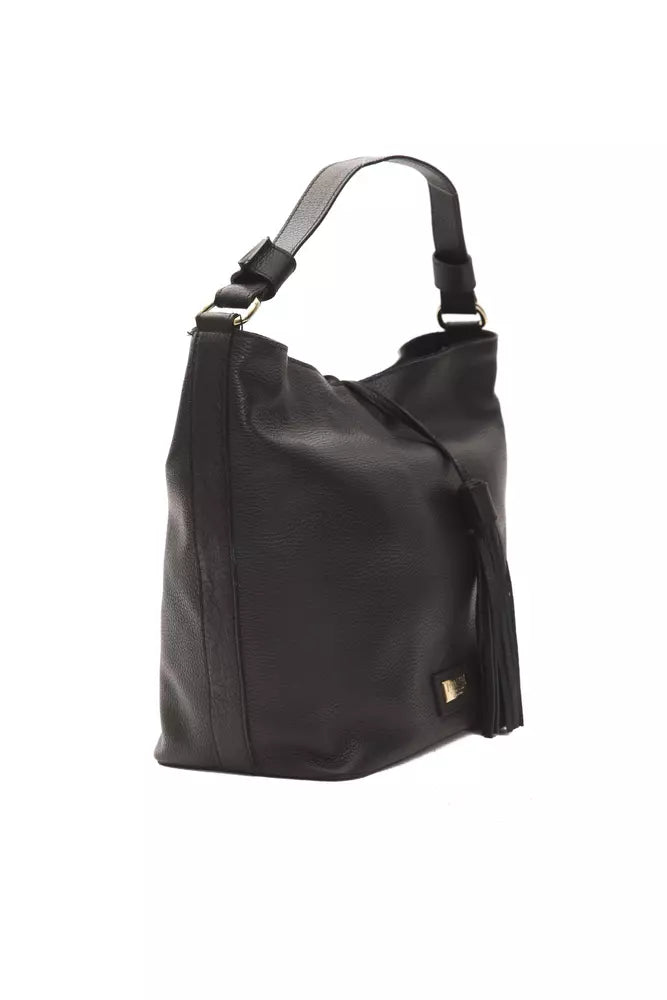 Pompei Donatella Schwarze Leder-Umhängetasche für Damen