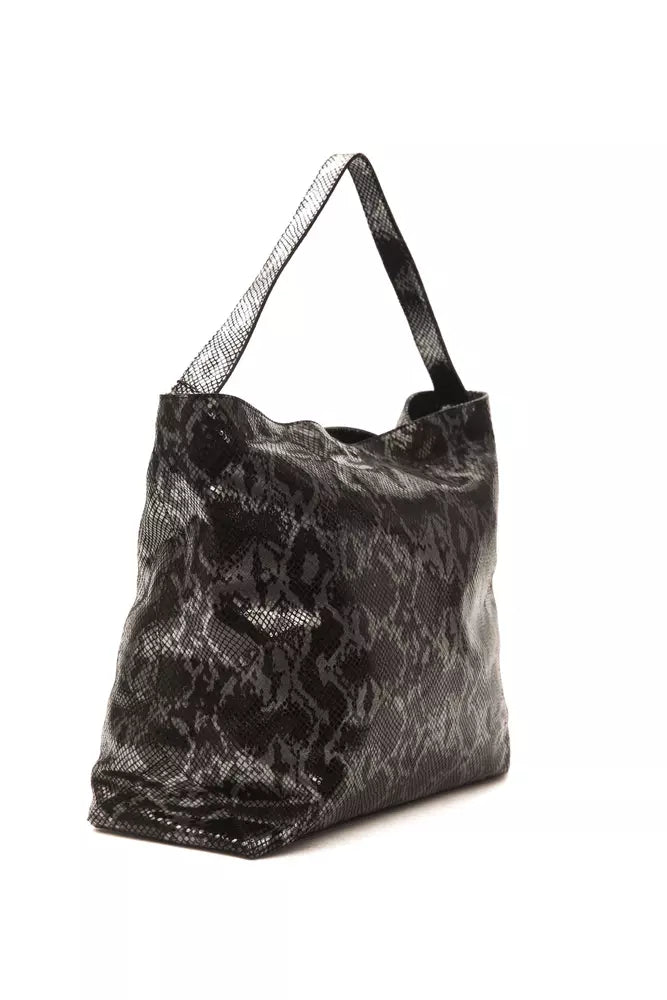 Pompei Donatella Grey-White Women's Leather Shoulder Bag
