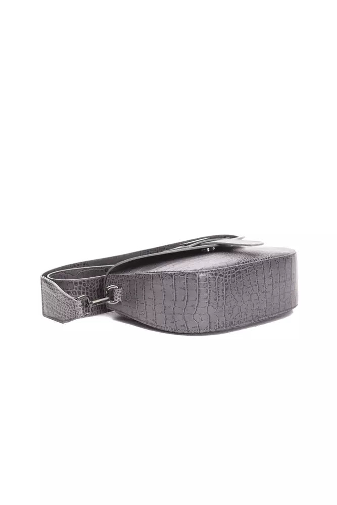Pompei Donatella Graue Leder-Crossbody-Tasche für Damen