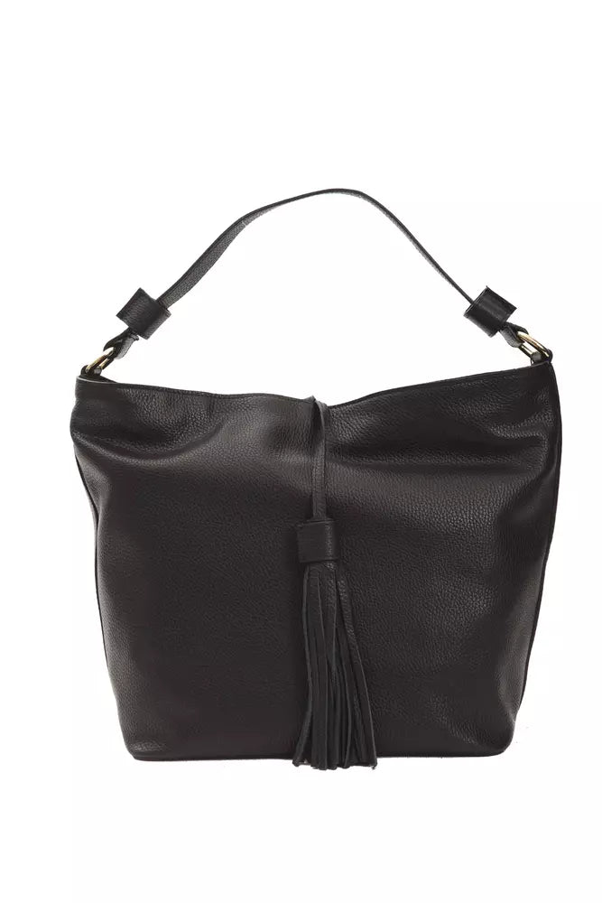 Pompei Donatella Schwarze Leder-Umhängetasche für Damen