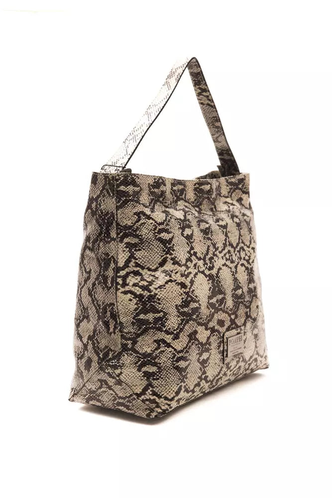 Pompei Donatella Grau-graue Leder-Umhängetasche für Damen