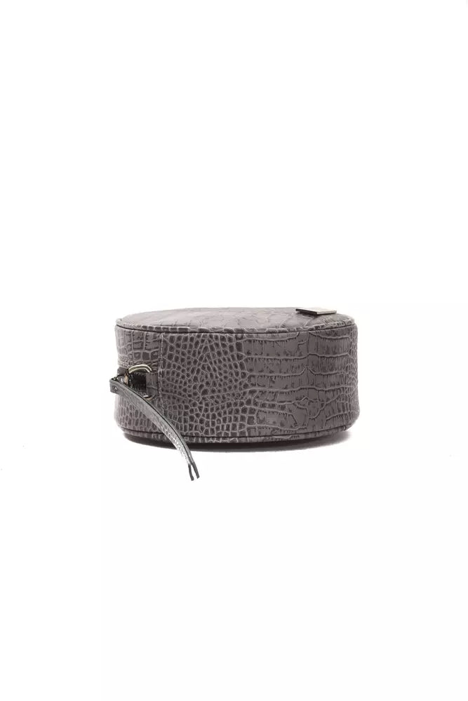 Pompei Donatella Graue Leder-Crossbody-Tasche für Damen