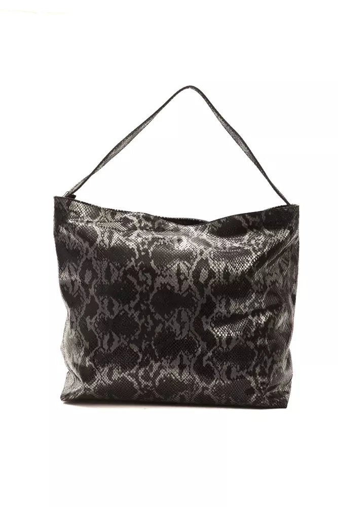Pompei Donatella Grey-White Women's Leather Shoulder Bag