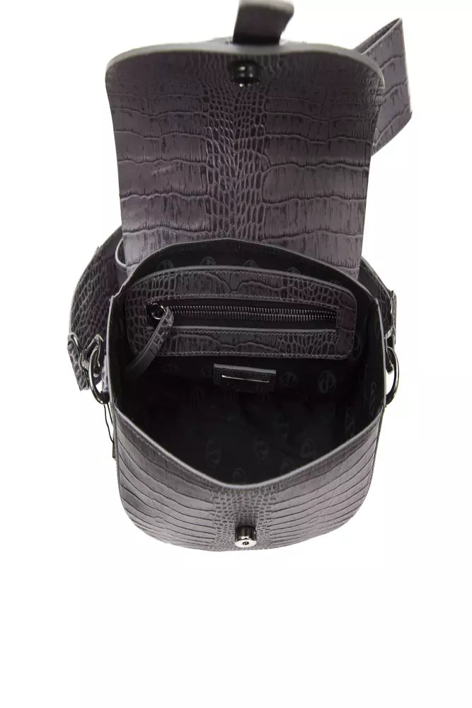 Pompei Donatella Graue Leder-Crossbody-Tasche für Damen