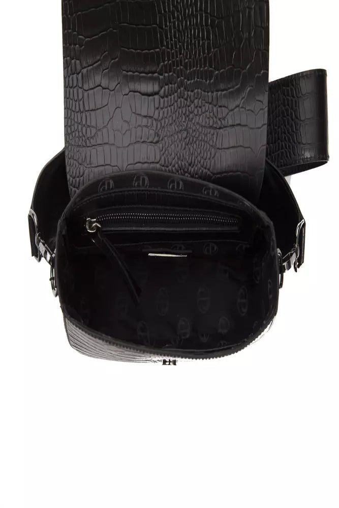 Pompei Donatella Women's Black Leather Shoulder Bag