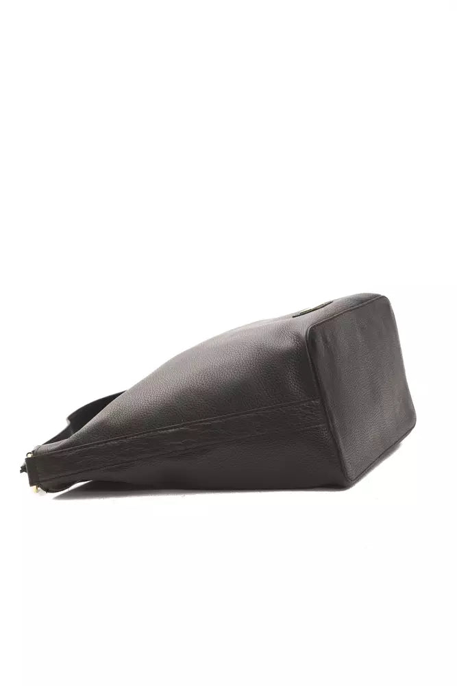 Pompei Donatella Schwarze Leder-Umhängetasche für Damen