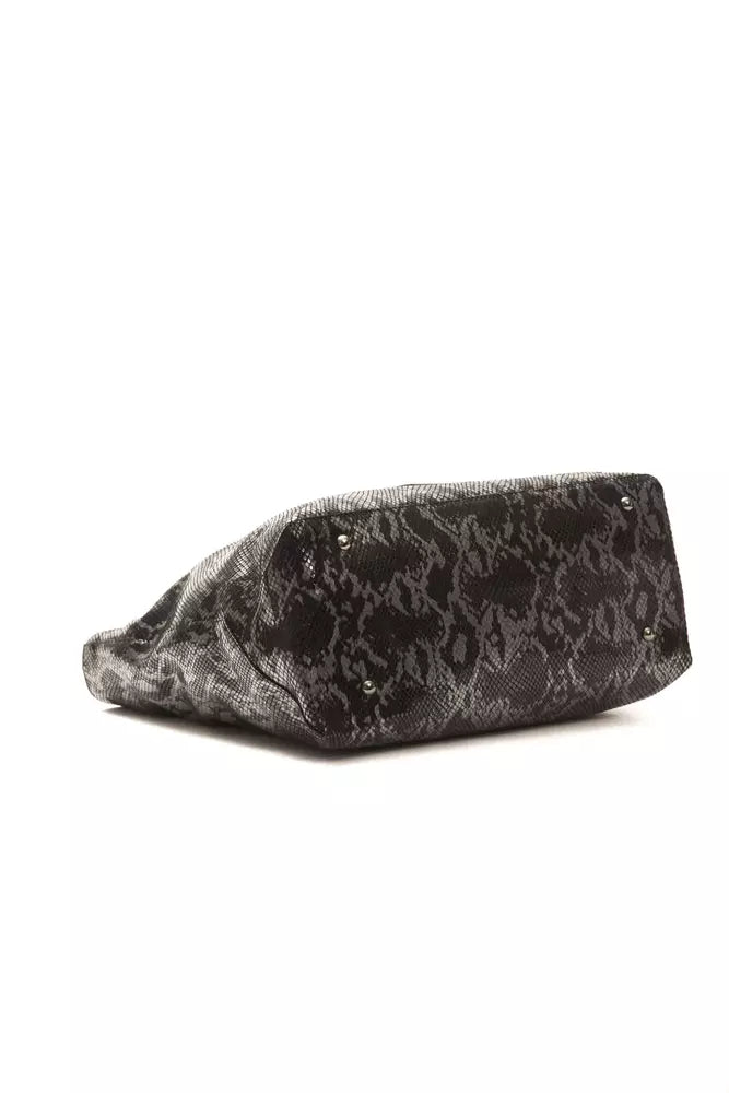Pompei Donatella Grey-White Women's Leather Shoulder Bag