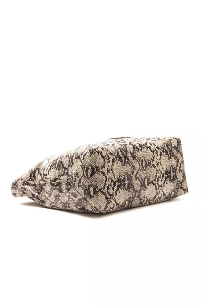 Pompei Donatella Grau-graue Leder-Umhängetasche für Damen