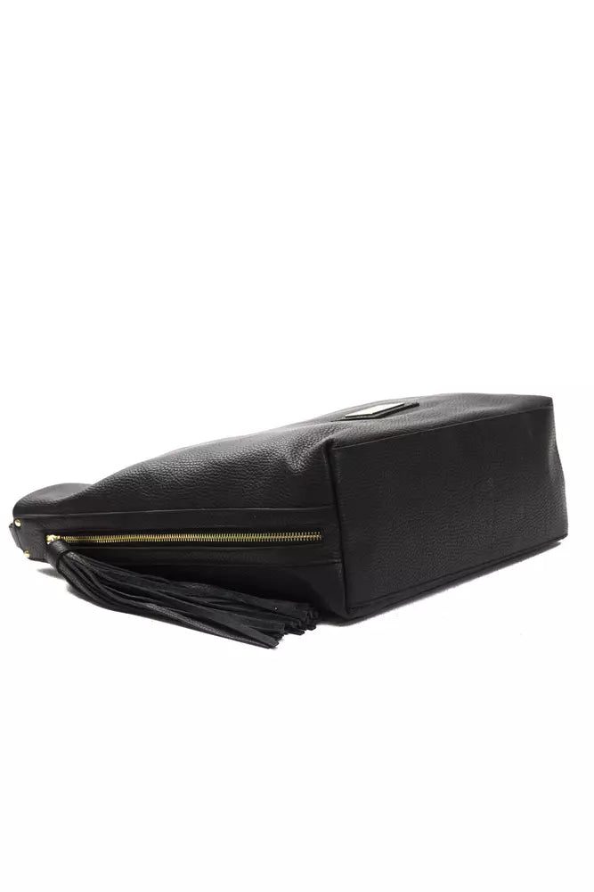 Pompei Donatella Schwarze Clutch aus Rindsleder