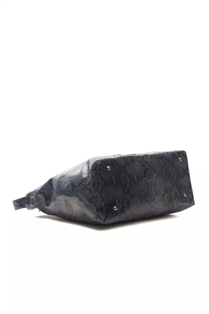 Pompei Donatella Dunkelblaue Damen-Umhängetasche aus Leder
