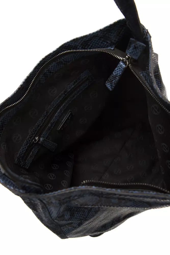 Pompei Donatella Dunkelblaue Damen-Umhängetasche aus Leder
