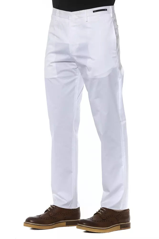 PT Torino Men's White Cotton Trousers