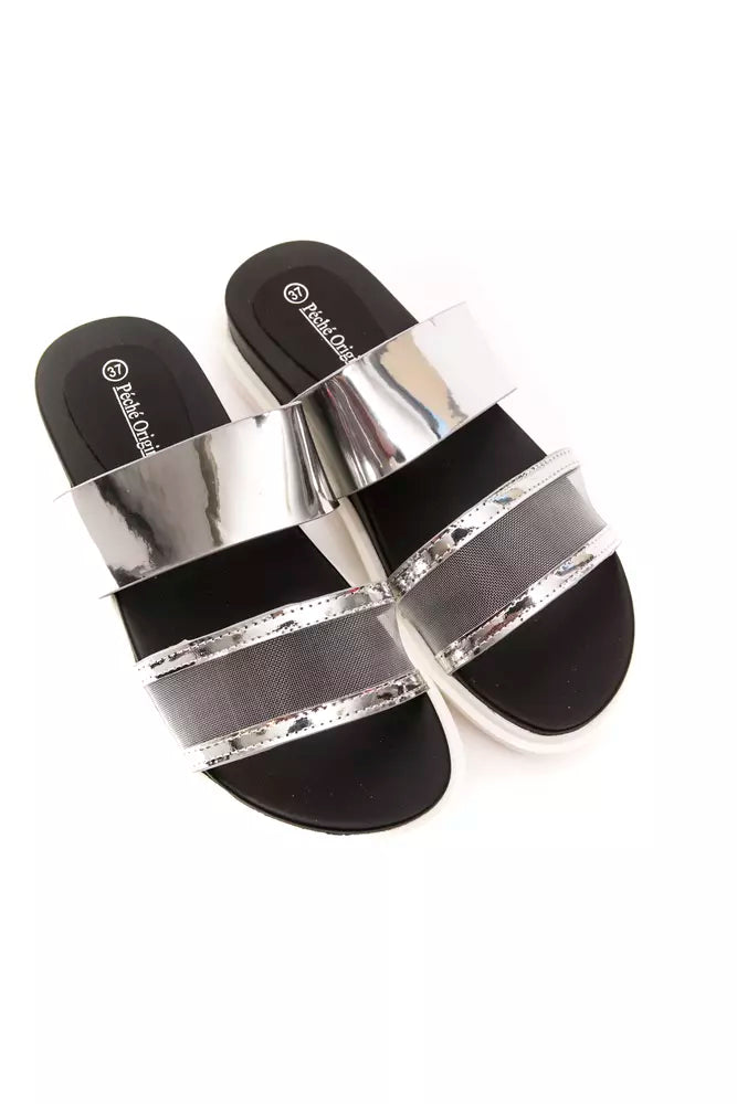 Péché Originel Silberne Polyethylen-Sandalette für Damen