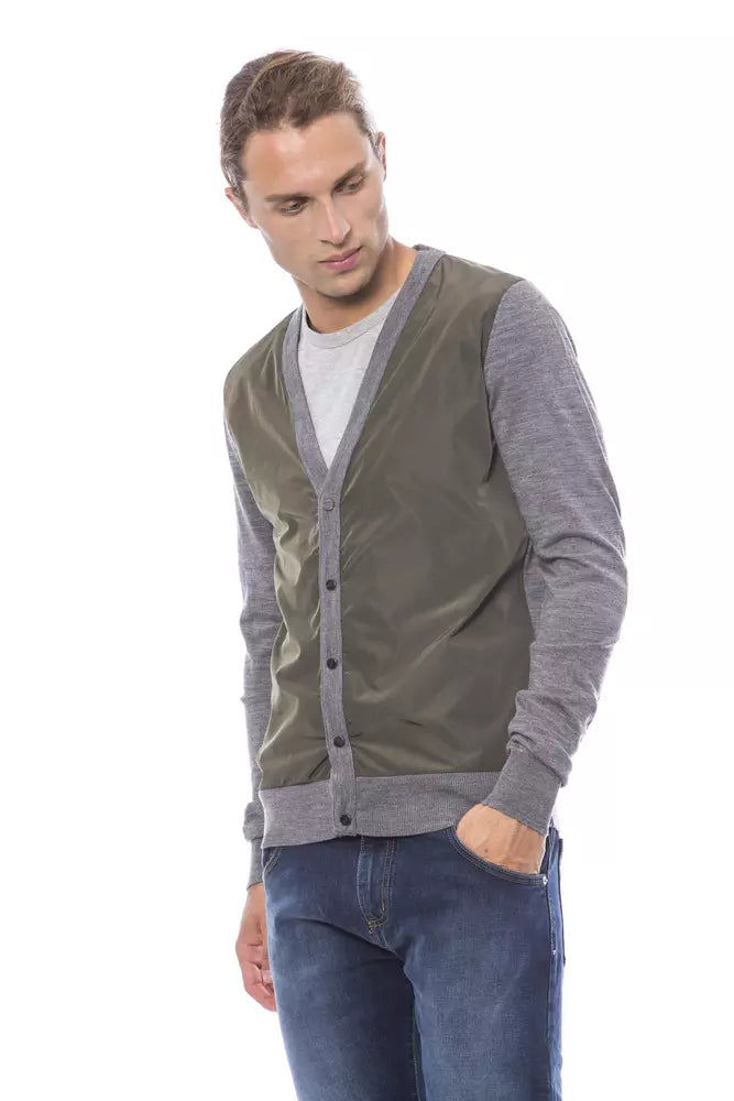 Verri Men's Grey Wool Cardigan