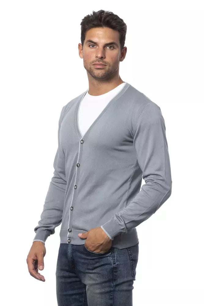 Verri Grauer Herren-Cardigan aus Baumwolle