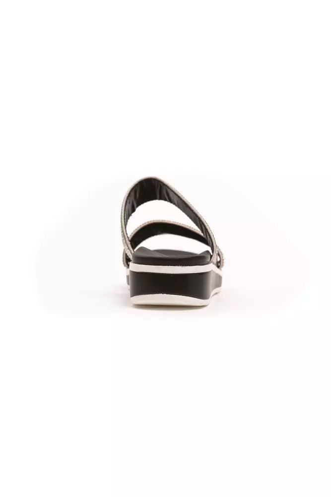 Péché Originel Silberne Textil-Sandalen für Damen