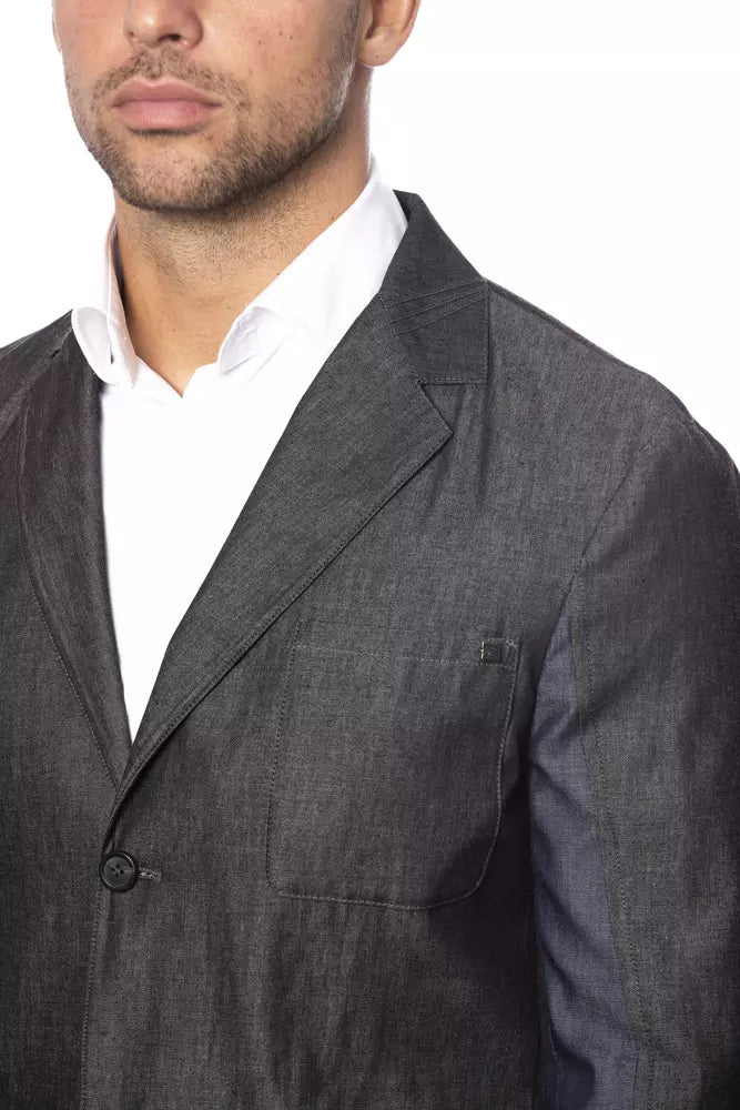 Verri Grauer Baumwoll-Blazer für Herren mit Einreiher