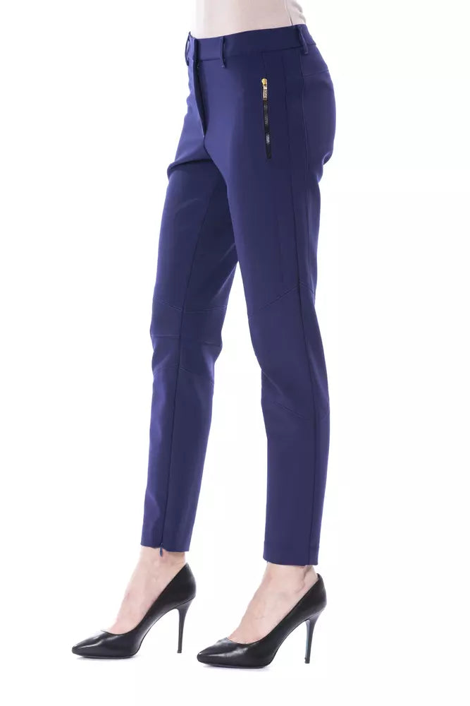 BYBLOS Dunkelblaue Damen-Hose aus Polyester mit schmaler Passform