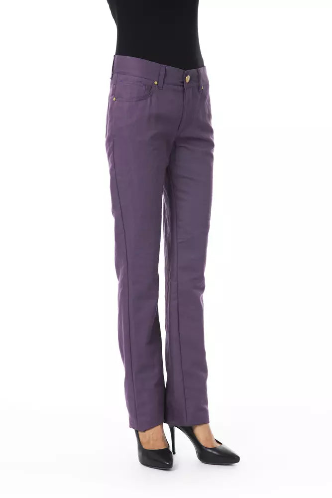 BYBLOS Lilac Cotton Women's Trousers