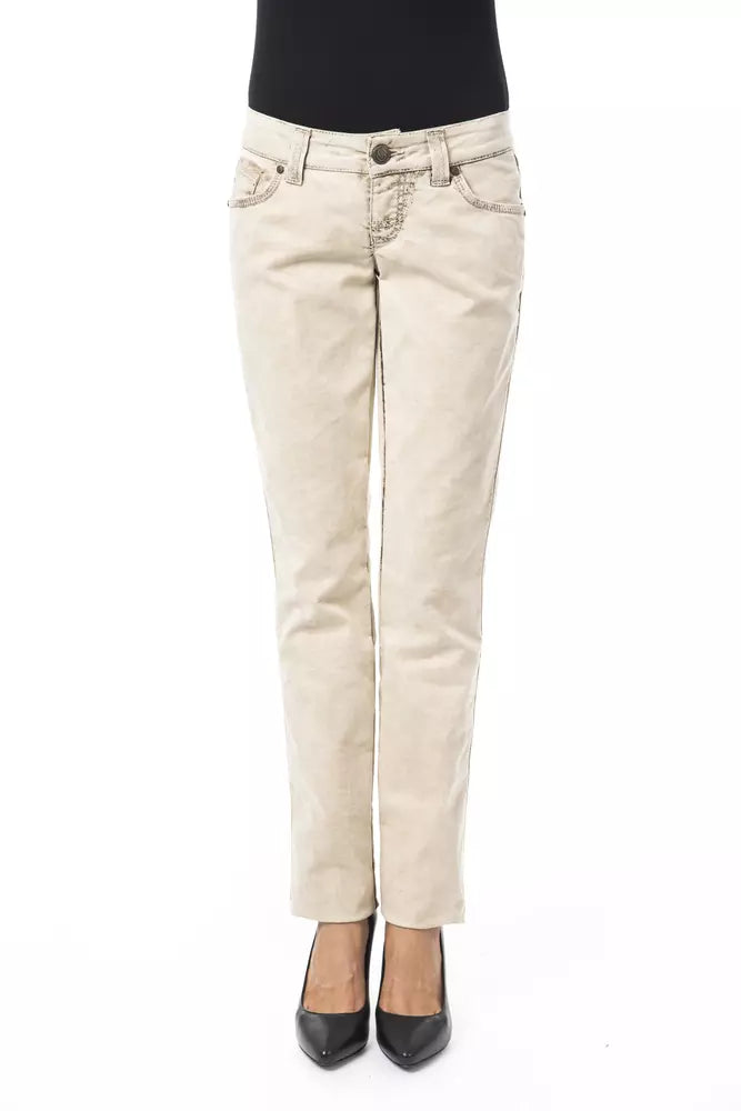 BYBLOS Women's Beige Cotton Jeans