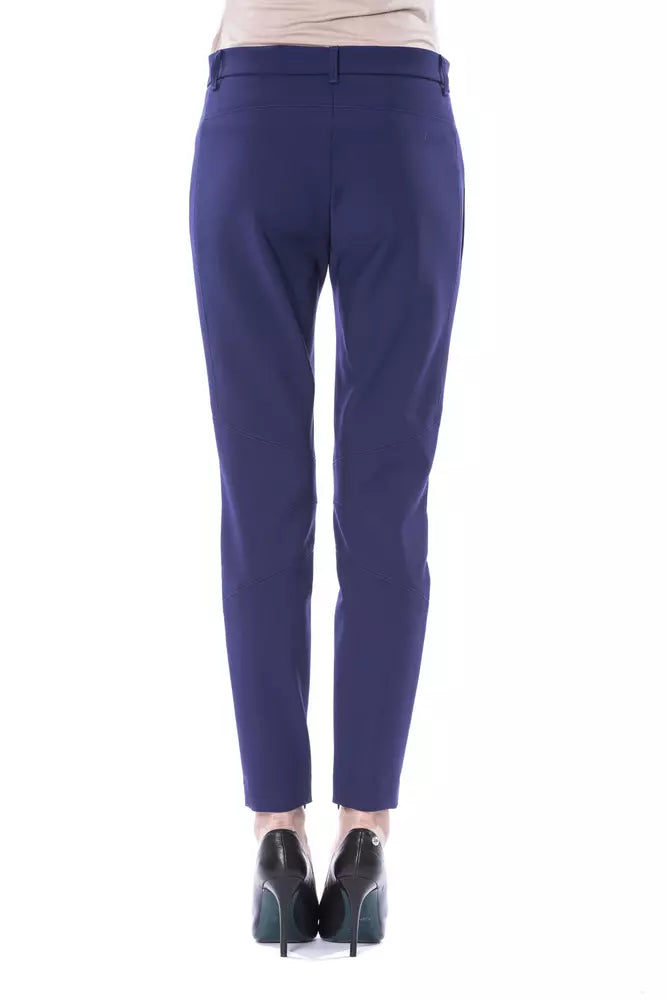 BYBLOS Dunkelblaue Damen-Hose aus Polyester mit schmaler Passform