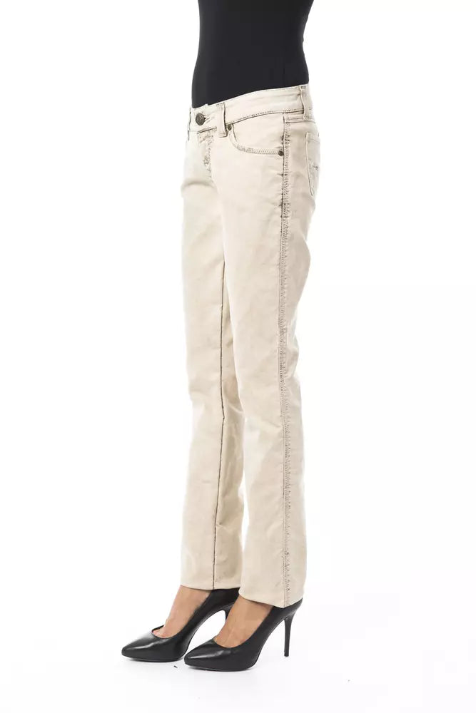 BYBLOS Women's Beige Cotton Jeans