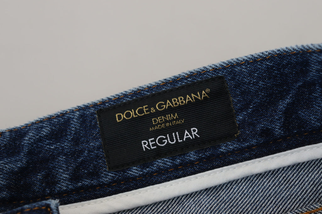 Dolce & Gabbana Blue Cotton Distressed Men's Denim Jeans