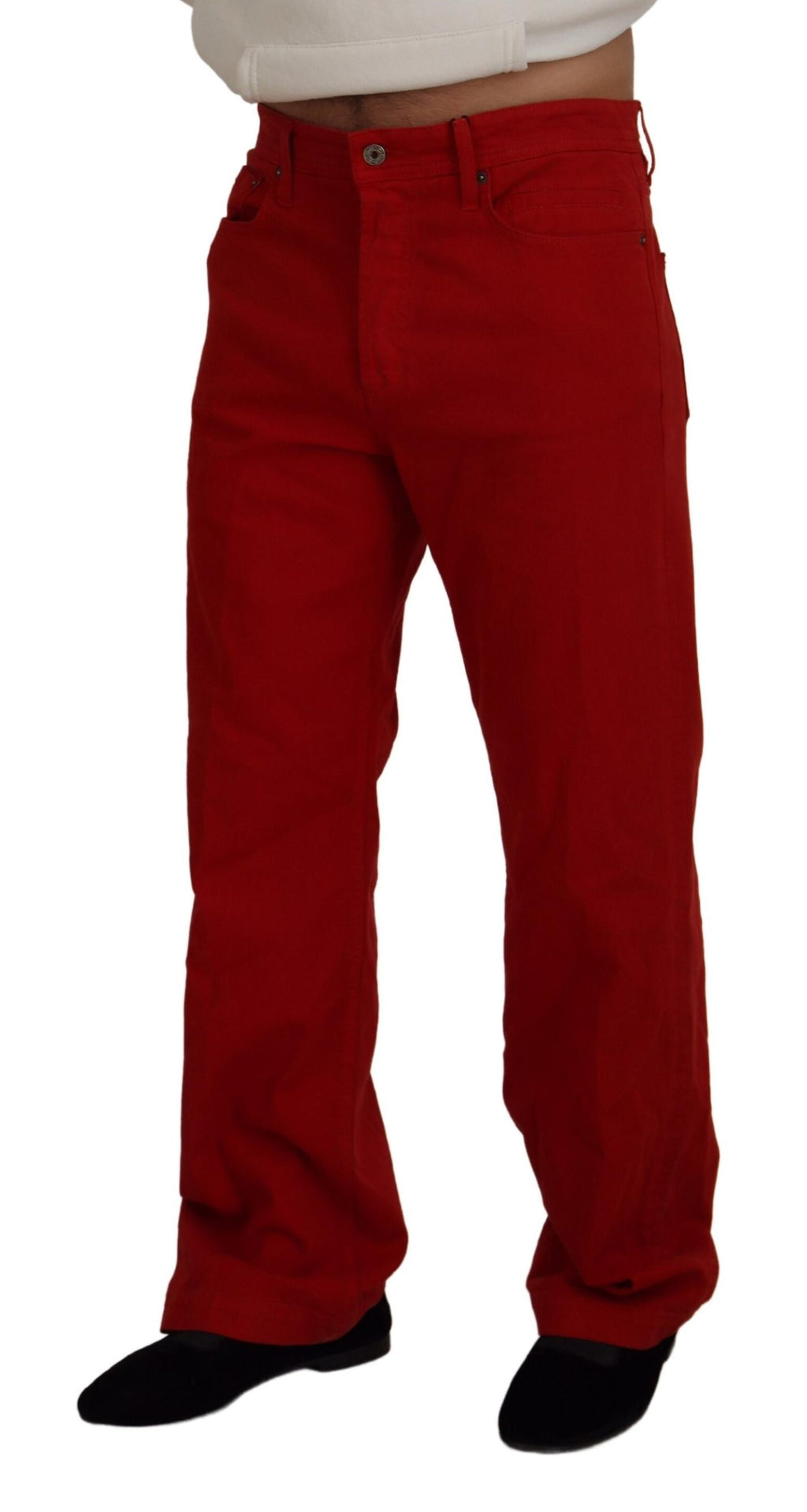 Dolce & Gabbana Red Cotton Straight Fit Men's Denim Jeans