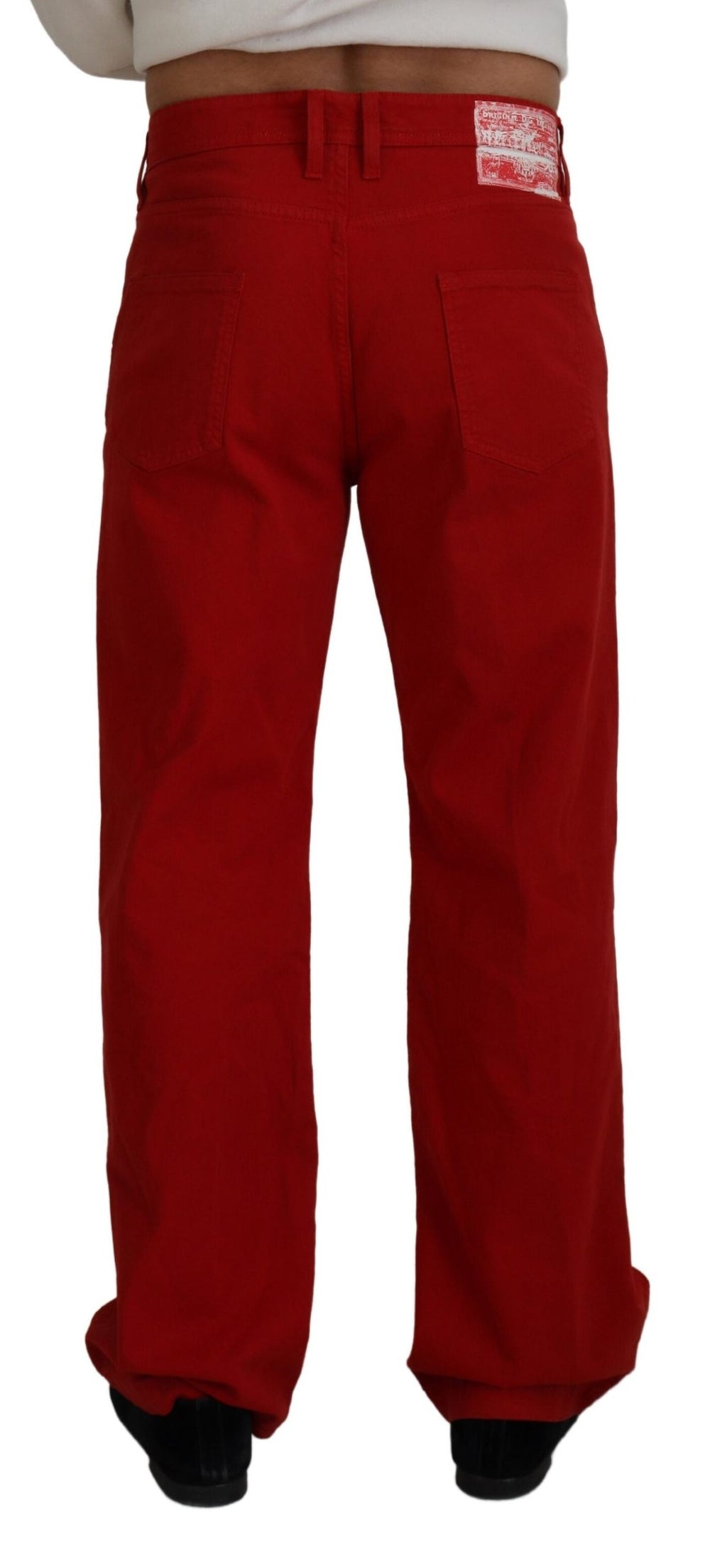 Dolce & Gabbana Red Cotton Straight Fit Men's Denim Jeans