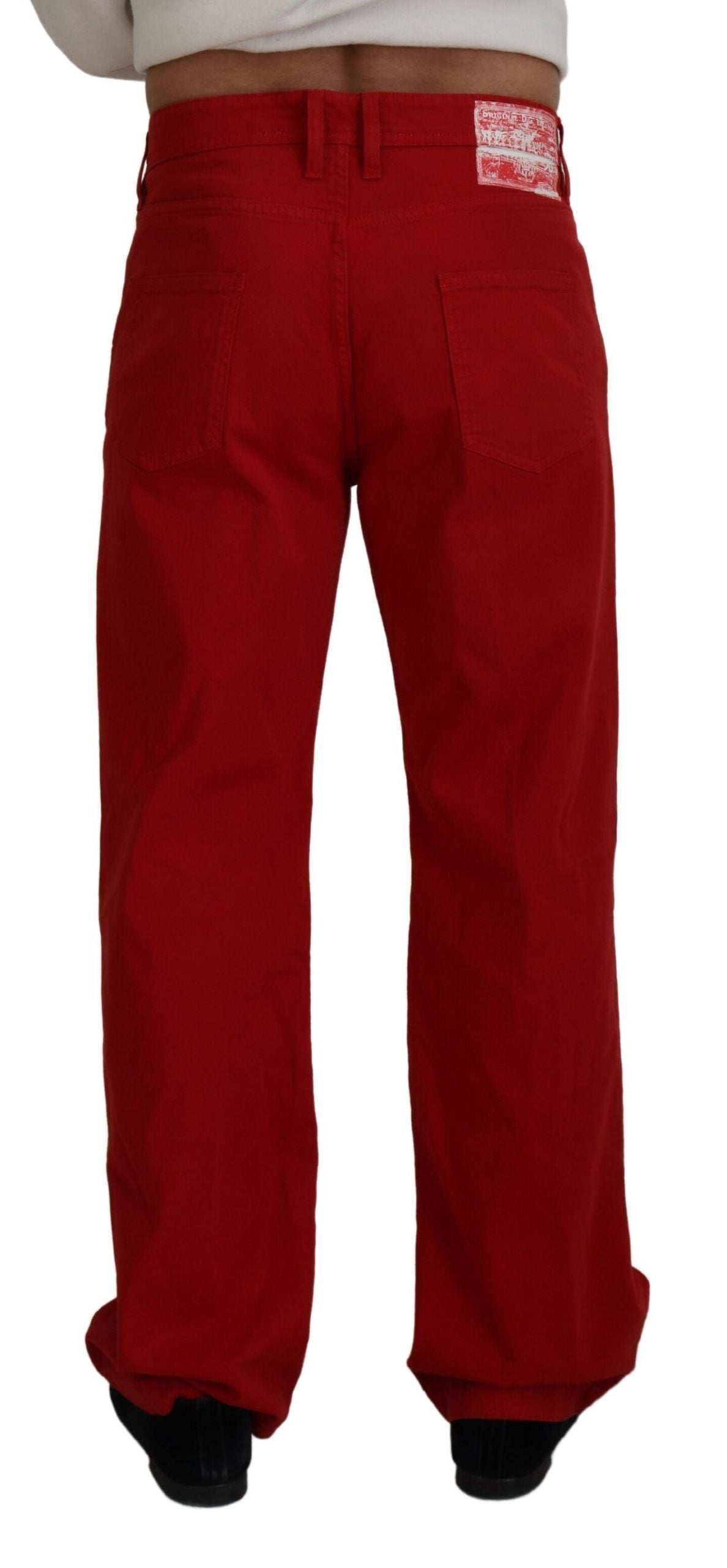 Dolce & Gabbana Red Cotton Straight Fit Men's Denim Jeans