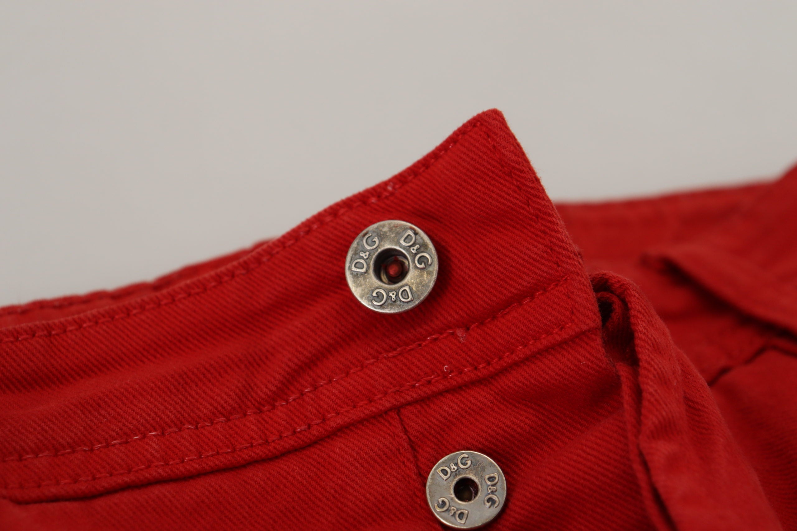 Dolce & Gabbana Red Cotton Straight Fit Men's Denim Jeans