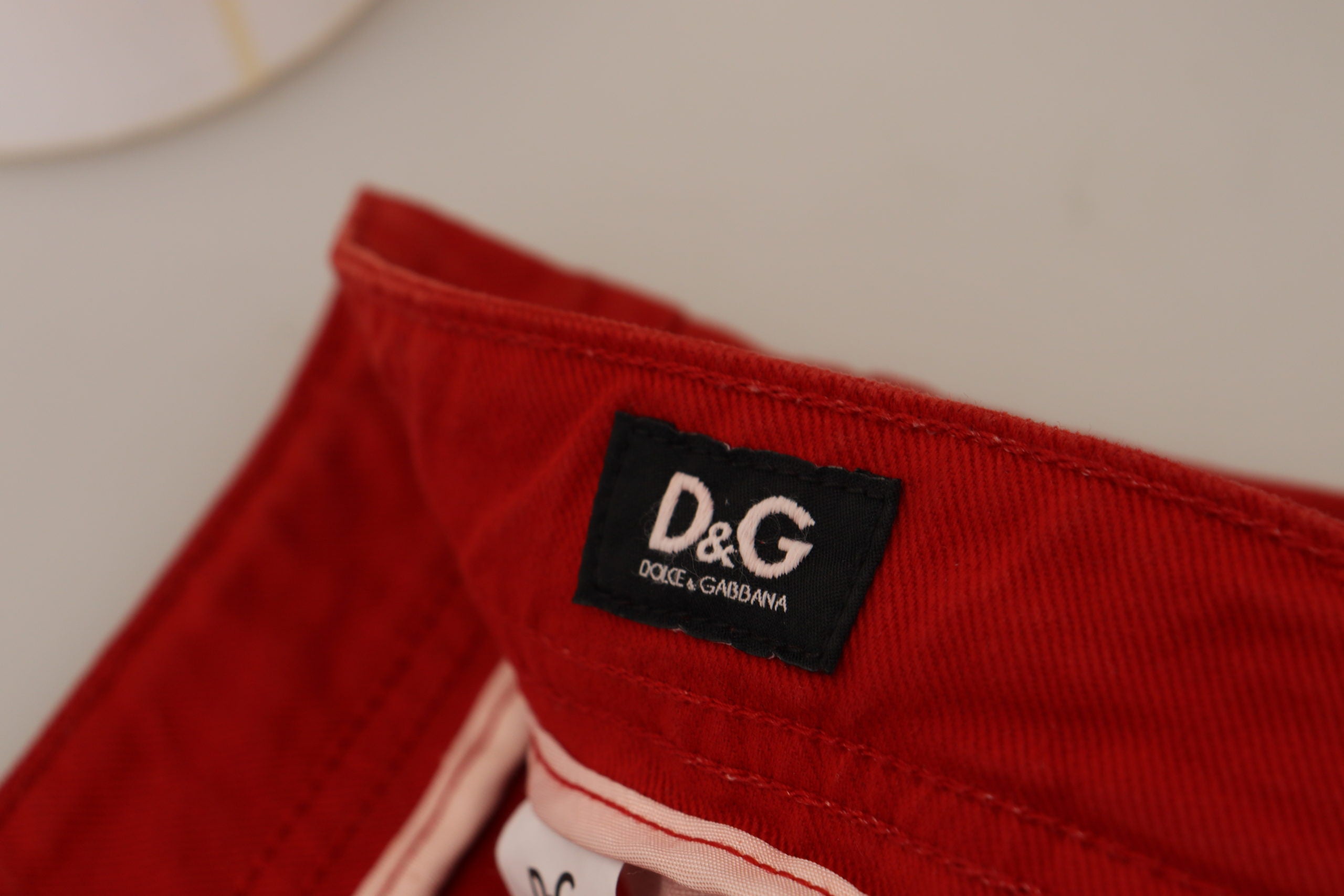 Dolce & Gabbana Red Cotton Straight Fit Men's Denim Jeans