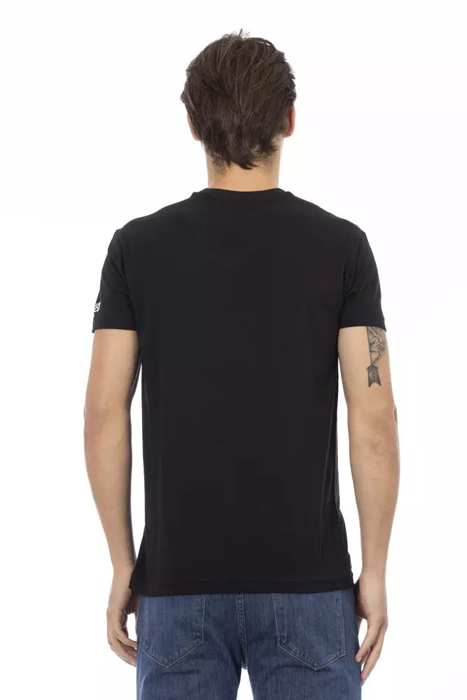 Men's Trussardi Action Black Cotton V-Neck T-Shirt